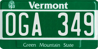 VT license plate OGA349