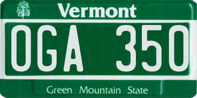 VT license plate OGA350