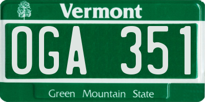 VT license plate OGA351