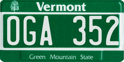 VT license plate OGA352