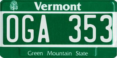 VT license plate OGA353