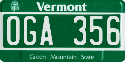 VT license plate OGA356