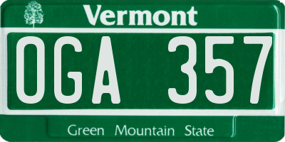 VT license plate OGA357