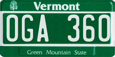 VT license plate OGA360