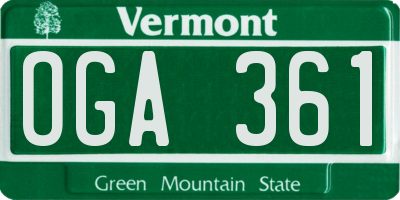 VT license plate OGA361