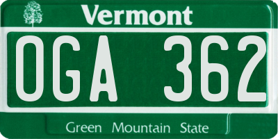 VT license plate OGA362