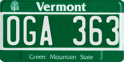 VT license plate OGA363
