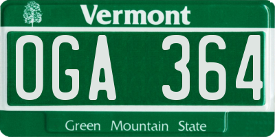 VT license plate OGA364