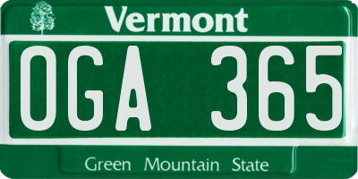 VT license plate OGA365