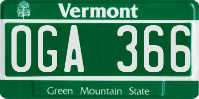 VT license plate OGA366