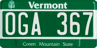 VT license plate OGA367