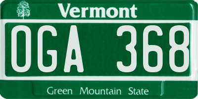VT license plate OGA368