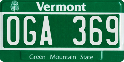 VT license plate OGA369