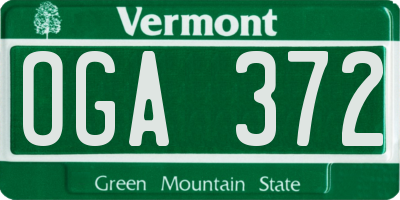 VT license plate OGA372