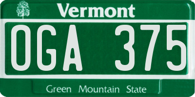 VT license plate OGA375