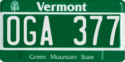 VT license plate OGA377
