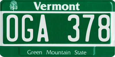 VT license plate OGA378