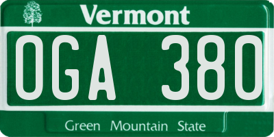 VT license plate OGA380