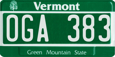 VT license plate OGA383