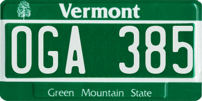 VT license plate OGA385