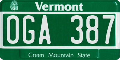 VT license plate OGA387
