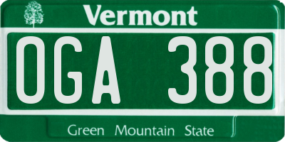 VT license plate OGA388