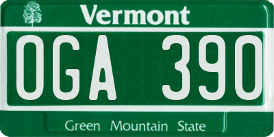 VT license plate OGA390