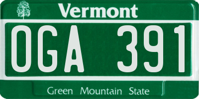 VT license plate OGA391
