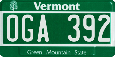 VT license plate OGA392