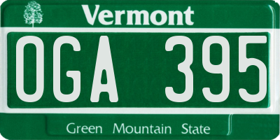 VT license plate OGA395