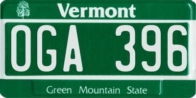VT license plate OGA396