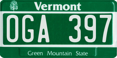 VT license plate OGA397