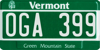 VT license plate OGA399