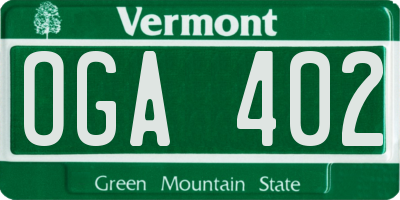 VT license plate OGA402