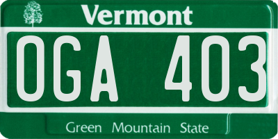 VT license plate OGA403
