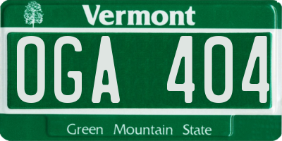 VT license plate OGA404