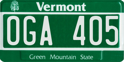 VT license plate OGA405