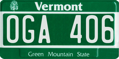 VT license plate OGA406
