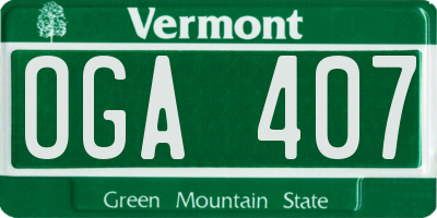 VT license plate OGA407
