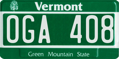 VT license plate OGA408
