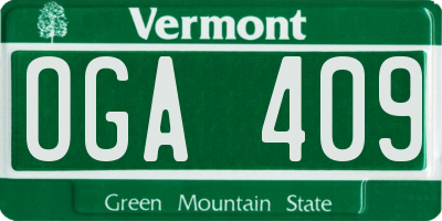 VT license plate OGA409