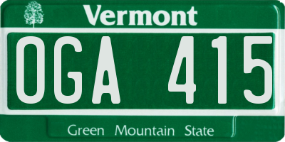 VT license plate OGA415