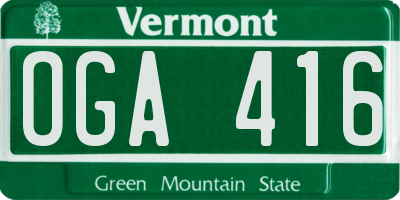VT license plate OGA416