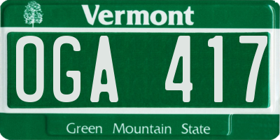VT license plate OGA417