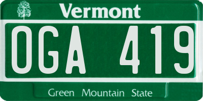 VT license plate OGA419