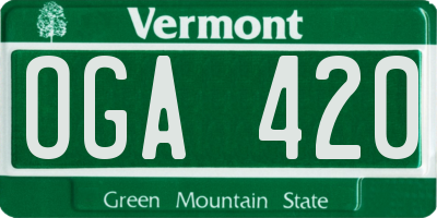 VT license plate OGA420
