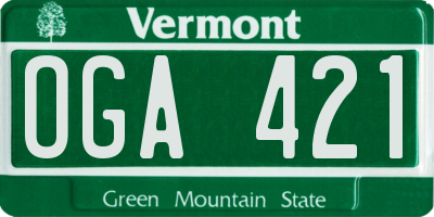 VT license plate OGA421