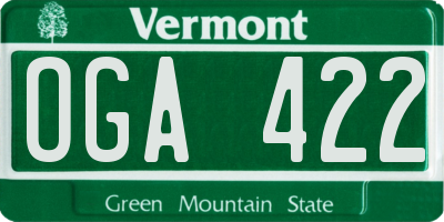 VT license plate OGA422