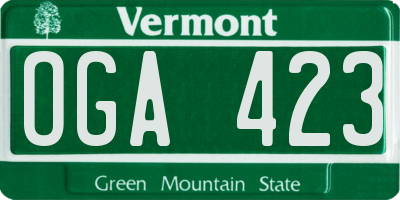 VT license plate OGA423
