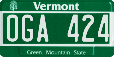 VT license plate OGA424